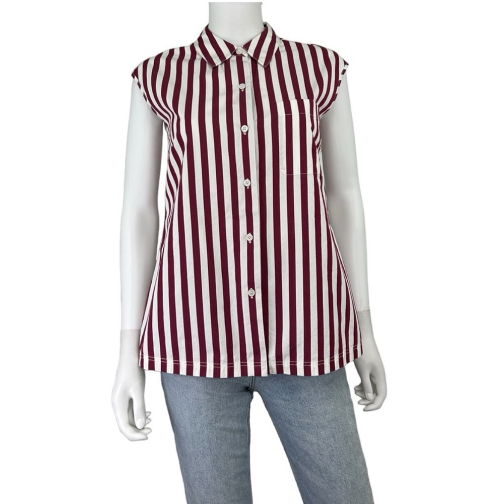 LAFAYETTE 148 NEYORK MAROON & WHITE SLEEVESLESS SIZE 14